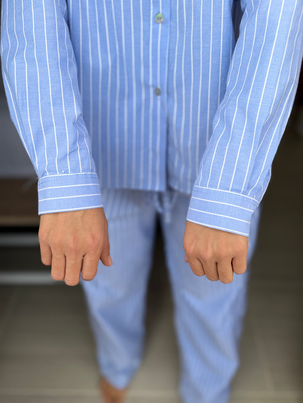 Pijama Set Pantalón Azul Rayas