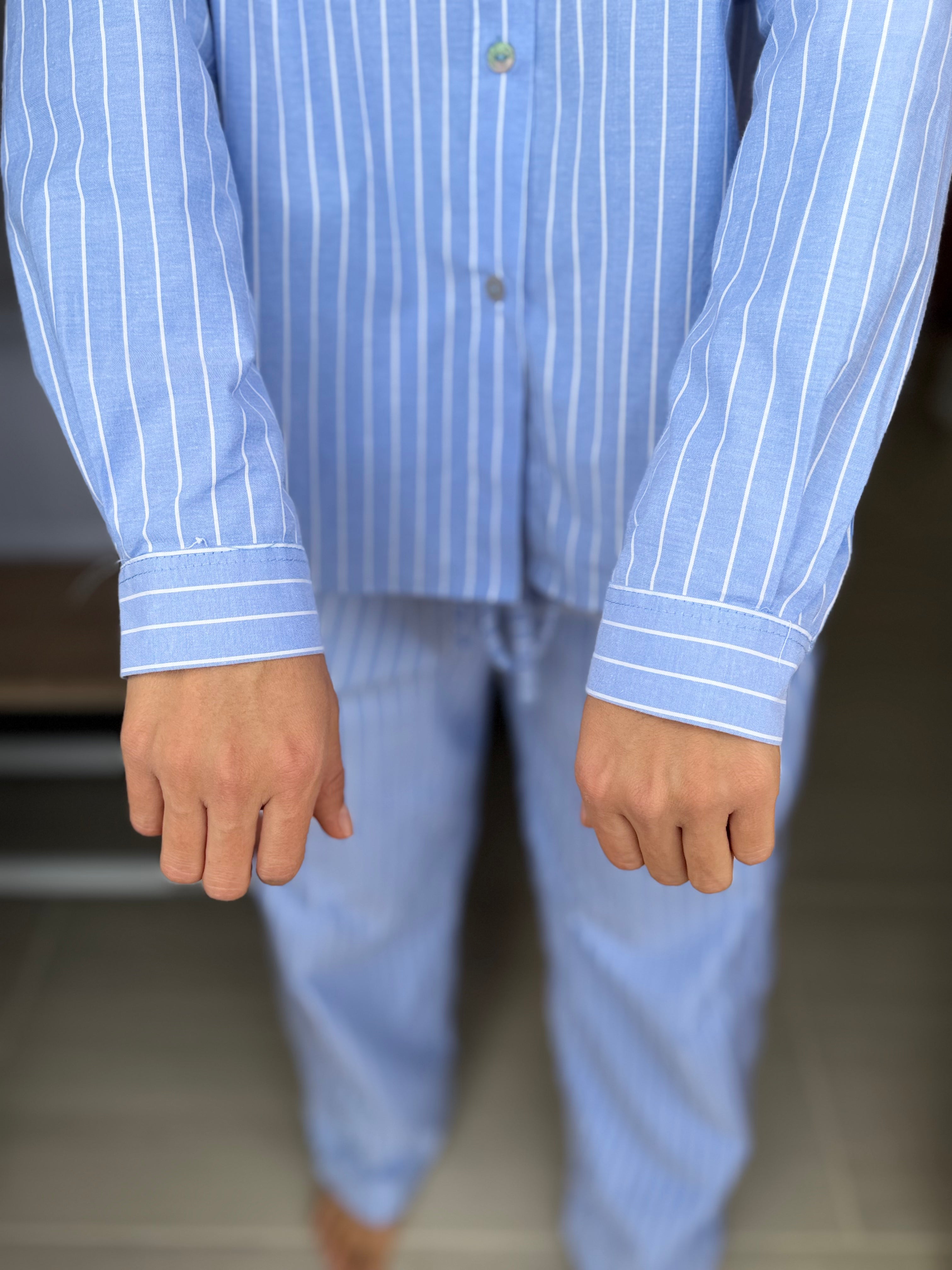 Pijama Set Pantalón Azul Rayas